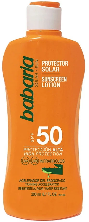 Babaria apsauginis losjonas nuo saulės su alaviju SPF 50, 200 ml