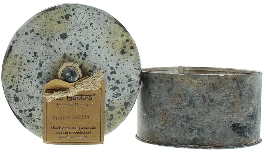 „Bali Mantra“ Viktorijos laikų skardinė apvali prancūziškos vanilės kvapo žvakė, 280 g