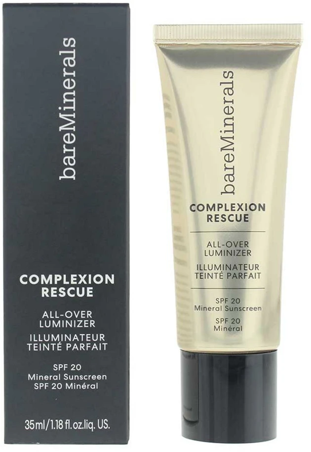 „Bare Minerals“ „BareMinerals Complexion Rescue“ šviesinantis skystas šviestuvas veidui „Golden Peach SPF 20“, 35 ml