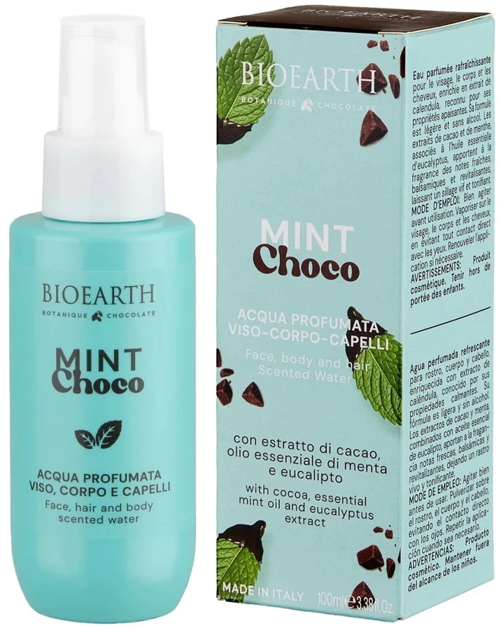 Bioearth Mint Choco Gaivinantis purškiklis kūnui, veidui ir plaukams, 100 ml