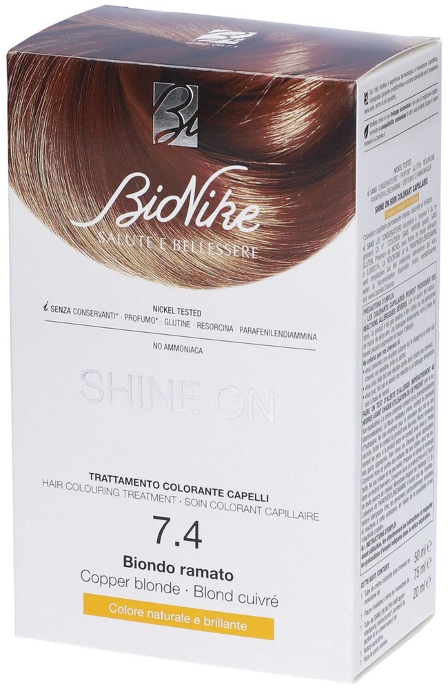BioNike Shine On Permanent Hair Dye 7.4 Copper Skirtas šviesiems plaukams, 145 ml