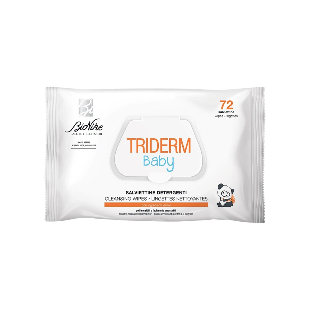 BioNike Triderm Baby Cleansing Wipes For Face & For Hands, 72 vnt.
