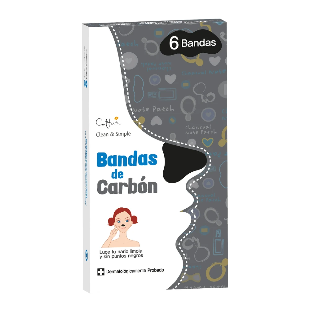 Cettua Charcoal Cleansing & Exfoliating Nose Sheet Strips, 6 vnt.