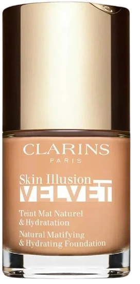 „Clarins Skin Illusion Velvet“ (natūralus matinį efektą suteikiantis ir drėkinamasis makiažo pagrindas), 30 ml, 114N