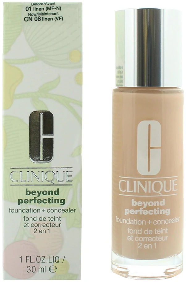„Clinique Beyond Perfecting Foundation“ makiažo pagrindas ir kaukė „01 Linen“, 30 ml