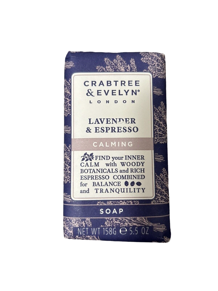 „Crabtree & Evelyn“ levandų ir espreso raminamasis muilo gabalėlis, 158 g
