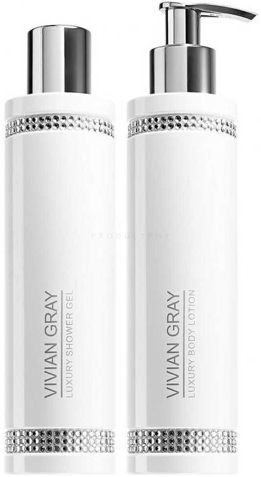 Crystals Set Vivian Gray: Baltas Crystals, Softening, Dušo želė, For All Skin Types, 250 ml + Baltas Crystals, Hydrating, Losjonas kūnui, 250 ml