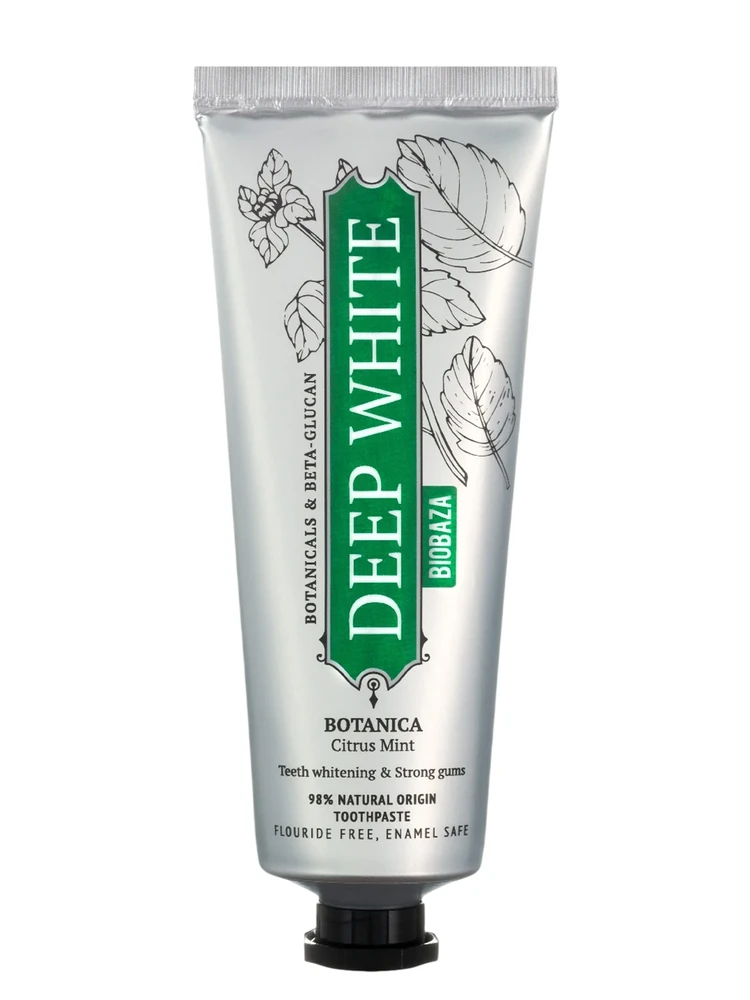 Dantų šepetėlis Dantų pasta BIOBAZA Deep Baltas Botanica, be fluoro, 75 ml