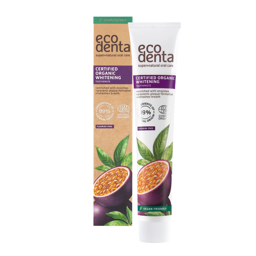 Dantų šepetėlis Ecodenta Whitening Dantų pasta Passion Fruit 75ml