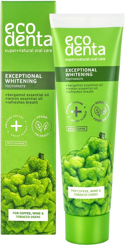 Ecodenta Exceptional Whitening Dantų dantų pasta balinanti dantų pasta su bergamočių eteriniu aliejumi ir kalendoriumi 100ml