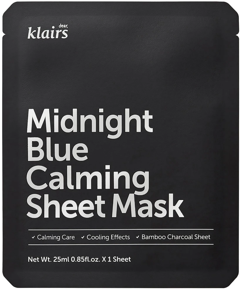 Klairs Midnight Mėlyna Calming Sheet Mask raminanti lakštinė veido kaukė, 25 ml