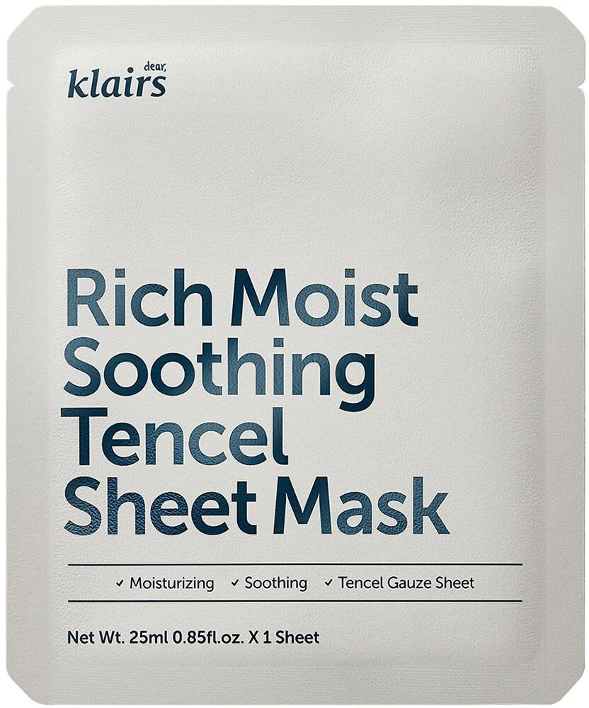 Klairs Rich Moist Shoothing Sheet Mask drėkinamoji lakštinė veido kaukė, 25 ml