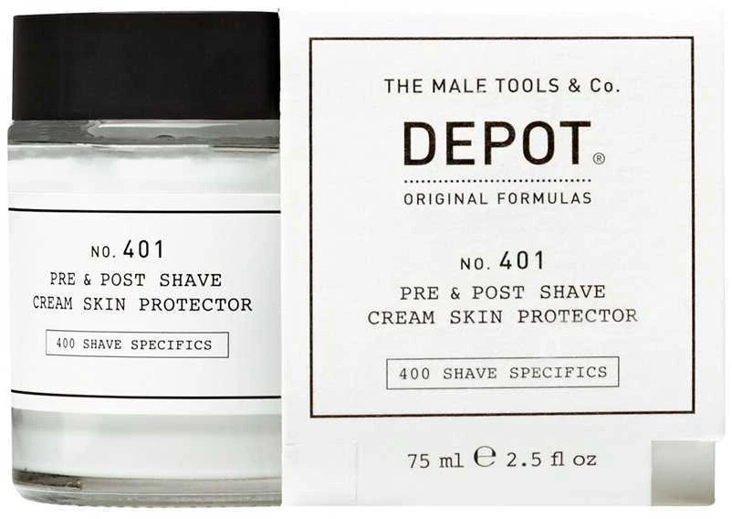 „Depot 400 Shave Specifications No. 401“ raminamasis kremas prieš ir po skutimosi, 75 ml