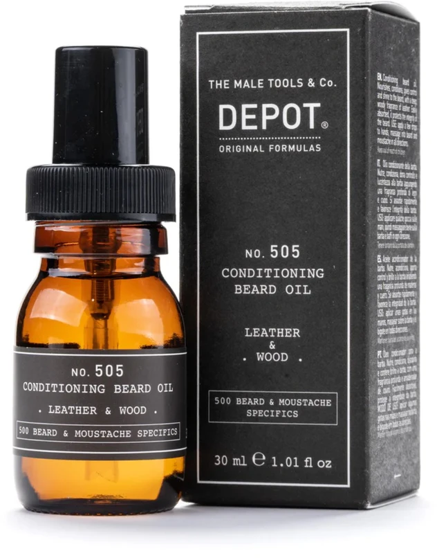 Depot No. 505 Conditioning Beard Oil Leather & Wood - kondicionuojamasis barzdos aliejus, 30 ml
