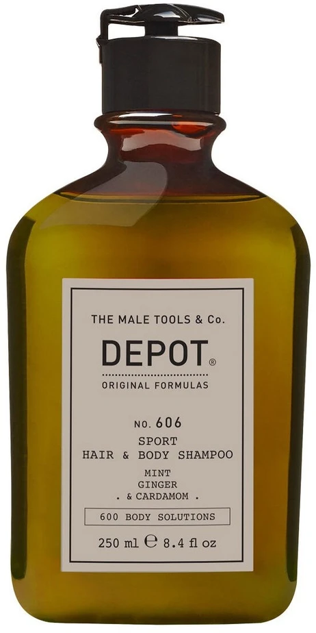 Depot, 600 Body Solutions No. 606, Mint, Ginger & Cardamom, Dušo želė & Šampūnas 2-In-1, Botanical Complex, 250 ml