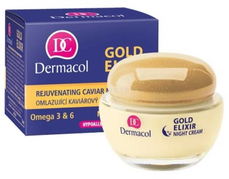 Dermacol Gold Eliksyras Night Skin Kreminis moterims, 50 ml