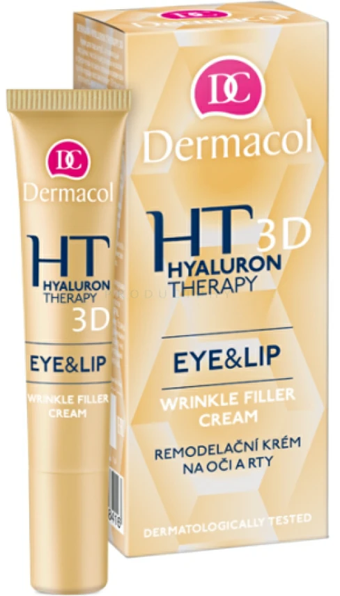 Dermacol 3D Hyaluron Therapy Eye&Lip Wrinkle Filler Kreminis Paakių kremas moterims, 15 ml