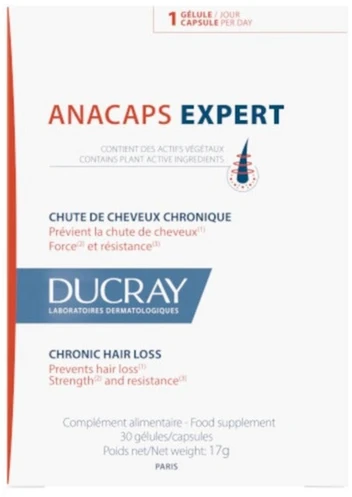 Ducray Anacaps Expert Reaccional maisto papildas nuo plaukų slinkimo 30 vienetų