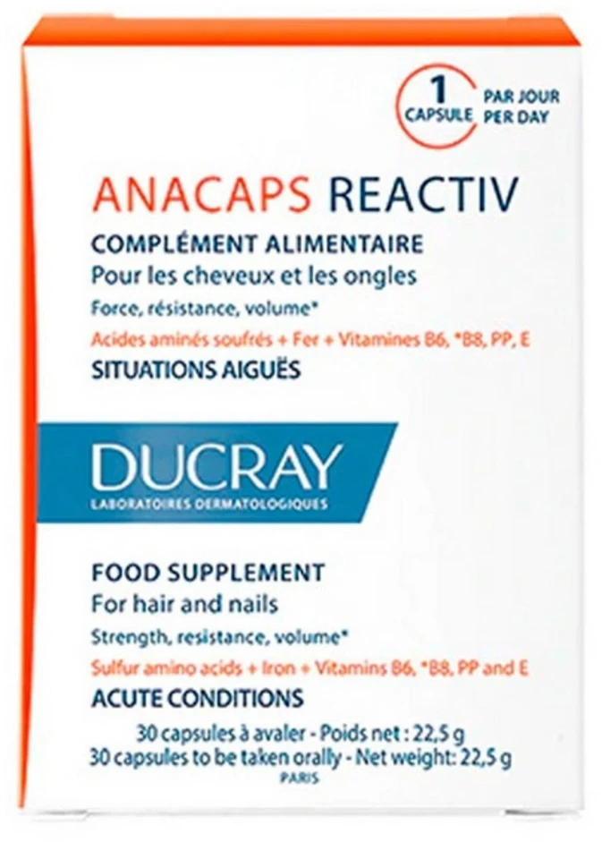 Ducray Anacaps Reactiv maisto papildas plaukams 30 vnt