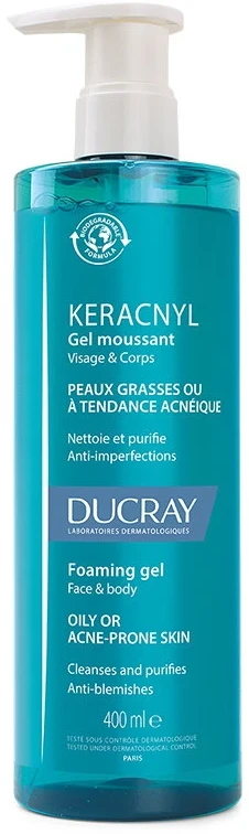Ducray, Keracnyl, Anti-Acnee, Cleansing Gel, For Face & Body, 400 ml