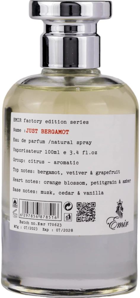 Emir Just Bergamot Factory Edition EDP parfumuotas vanduo unisex, 100 ml