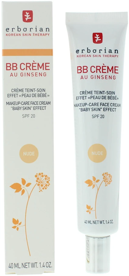 Erborian BB veido kremas su ženšenio ekstraktu ir SPF 20, spalva: Nude, 40 ml