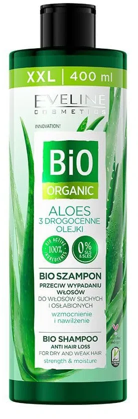 Eveline Cosmetics Bio Organic Alavijo plaukų šampūnas nuo plaukų slinkimo, 400 ml