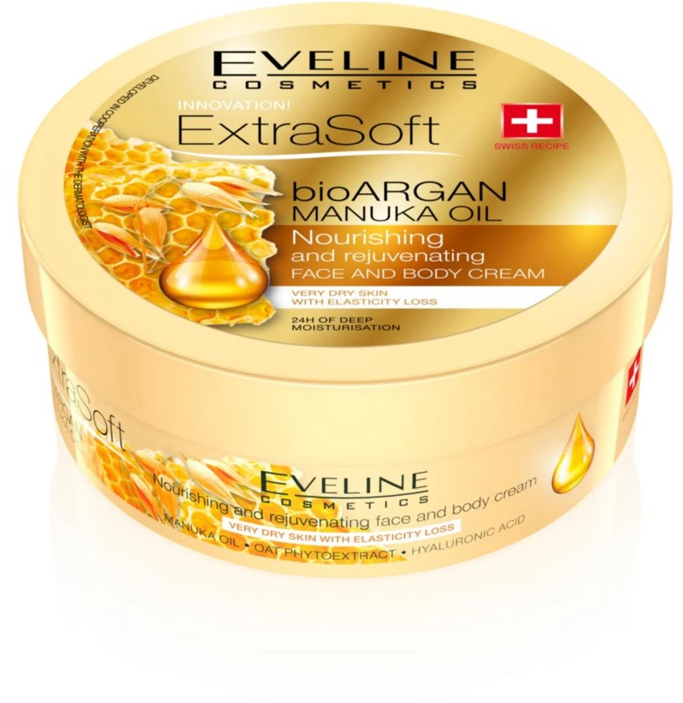 Eveline Cosmetics Eveline Extra Soft BioARGAN Manuka aliejus veidui ir kūnui kreminis, 175 ml