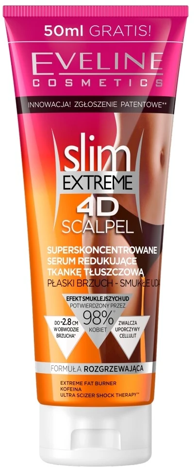 Eveline Cosmetics Eveline Slim Extreme 4D skalpelis superkoncentruotas serumas, mažinantis riebalinį audinį, 250 ml