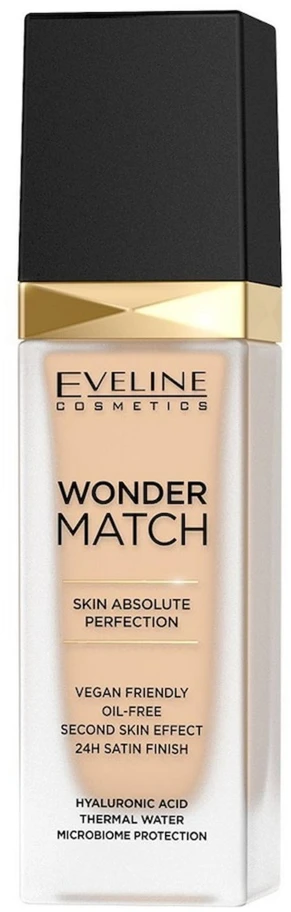 „Eveline Cosmetics Wonder Match Flawless“ skystas makiažo pagrindas, suteikiantis odai tobulą apdailą, 11 Almond, 30 ml
