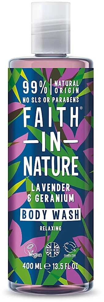 FAITH IN NATURE kūno prausiklis Lavender Geranium, 400ml