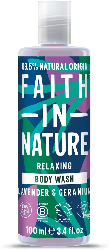 Faith In Nature Lavender & Geranium Relaxing Kūno prausiklis, 100 ml