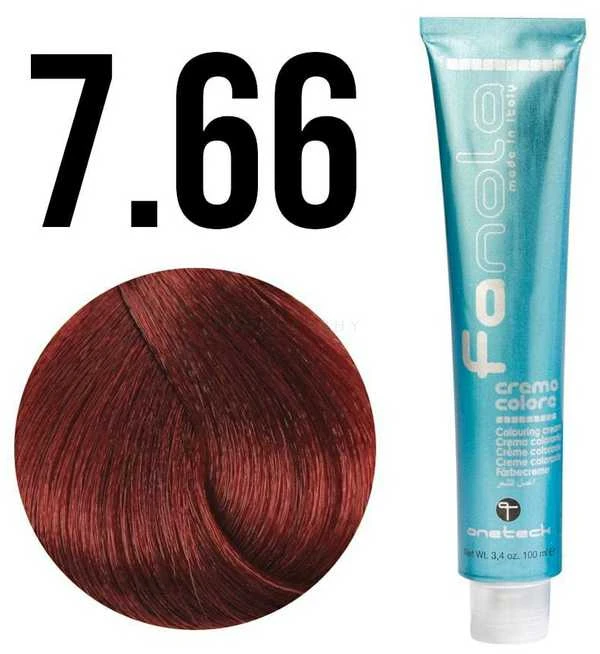 Fanola Crema Colore Permanent Hair Dye 7.66 Skirtas šviesiems plaukams Intense Raudona, 100 ml