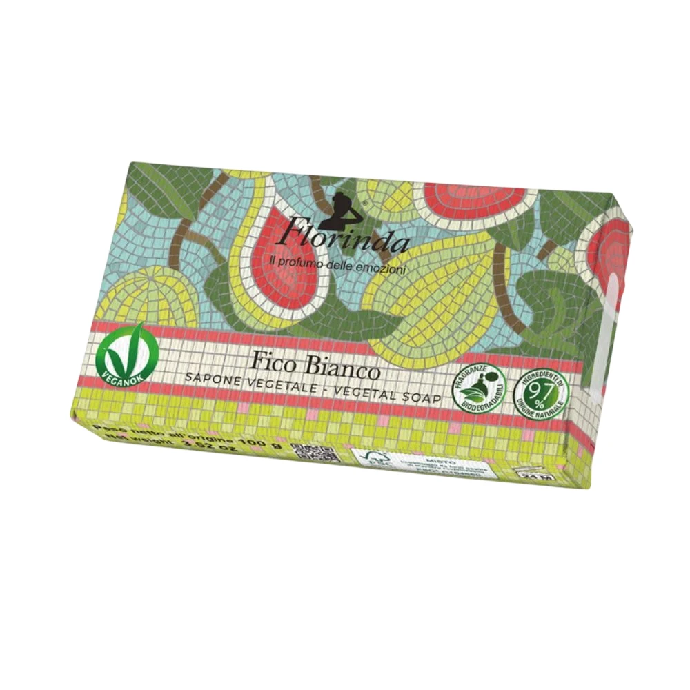 La Dispensa Florinda Mosaico muilas augalinis, rankų darbo, parfumuotas, Baltuju Figu aromato, 100 g