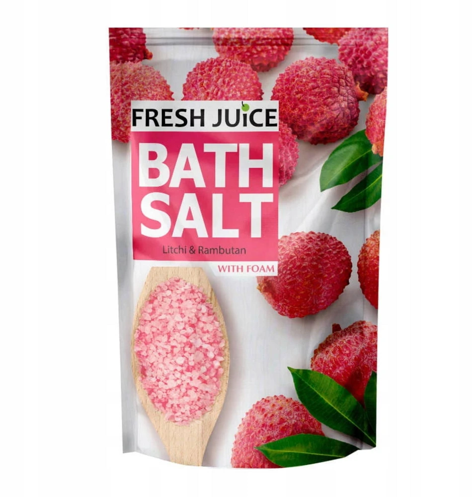 Fresh Juice Šviežių sulčių ličių ir rambutano regeneruojamoji vonios druska, 500g