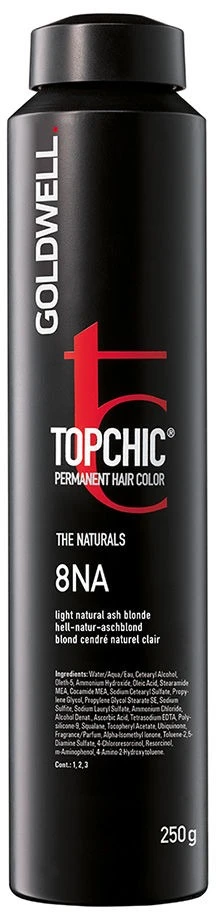 Goldwell TopChic Permanent Hair Dye 8NA šviesiai natūraliai pelenų atspalvio, skirta šviesiems plaukams, 250 ml