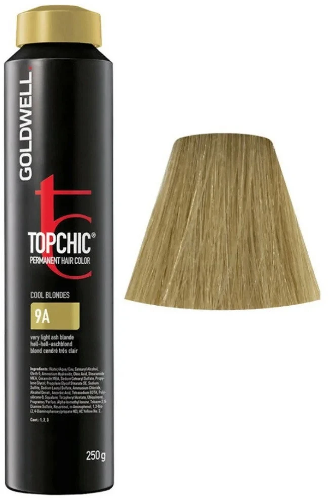 Goldwell TopChic Permanent Hair Dye 9A Cool, skirtas šviesiems plaukams, 250 ml