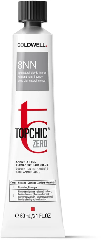 Goldwell TopChic Zero Amoniako neturintys permanentiniai plaukų dažai 8NN Šviesiai natūraliai šviesiems plaukams, 60 ml