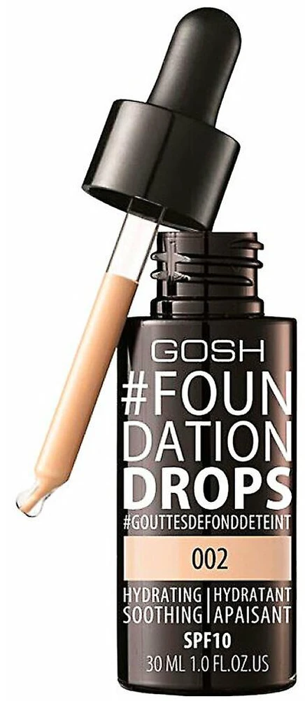 makiažo pagrindas Gosh Foundation Drops drėkinantis SPF10 002 Ivory 30 ml