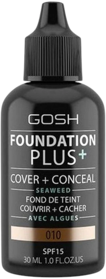 Gosh Foundation Plus+ Cover & Conceal Liquid Foundation 010 Tan SPF15, 30 ml