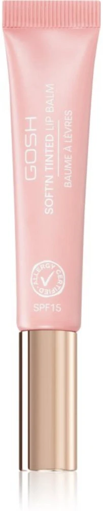 Gosh, Soft'n Tinted, Vegan, Moisturizing, Lūpų balzamas, 003, Rose, SPF 15, 8 ml