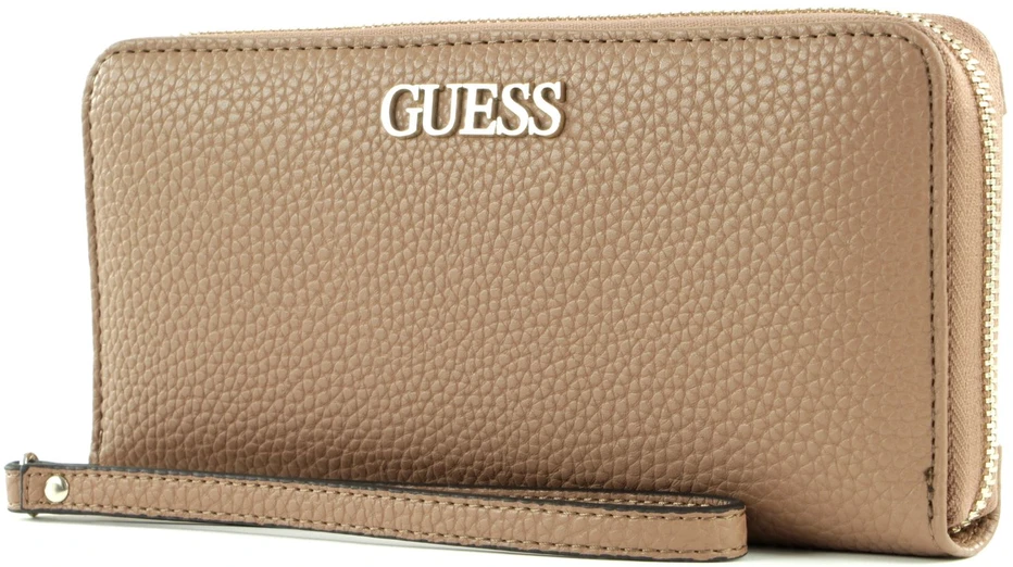 Guess, Alby, Tekstilinė piniginė, SLG su dideliu užtrauktuku, rusvai geltona, Moterims