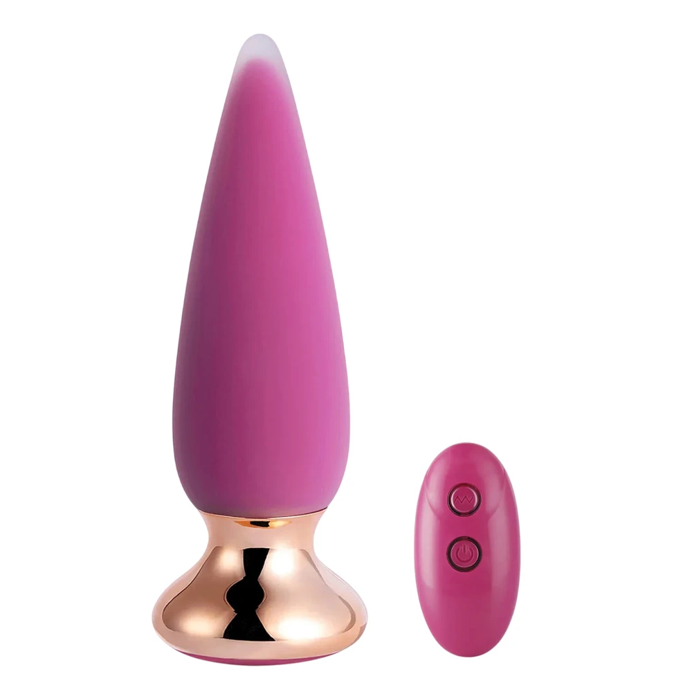 Honey Play Box, Doro Plus, Vibrating Anal Plugs, 10 Vibrating Modes, Remote Control, Curved, USB Rechargeable, ABS+Medical Silicone, 12.00 × 3.40 × 3.40 cm, Rožinė