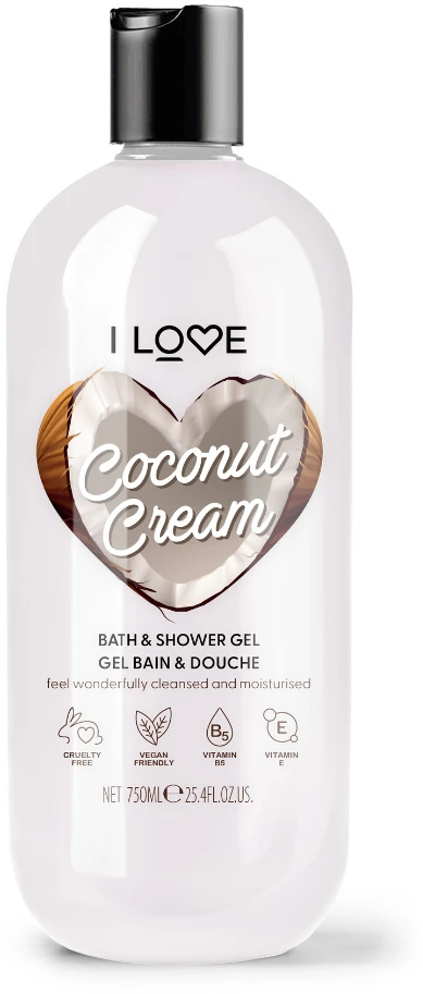 I Love Coconut & Kreminis Hydrating Dušo želė For All Skin Types, 750 ml