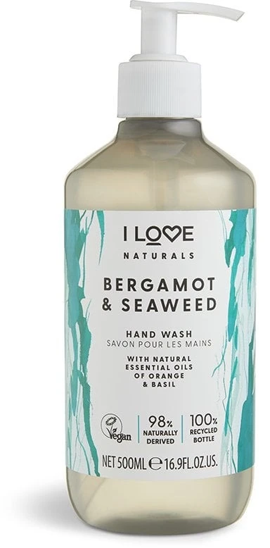 „I Love Naturals Collection“ skystas muilas rankoms su bergamočių ir jūros dumblių aromatu, 500 ml
