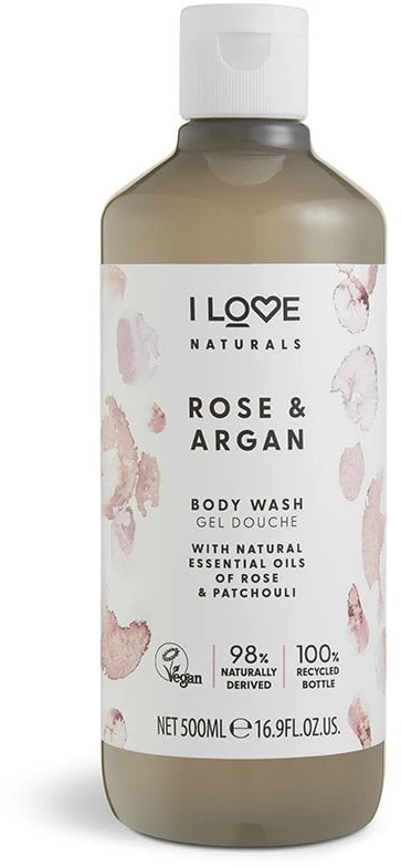 I Love Naturals Collection Vegan Hydrating Rose & Argan kūno prausiklis, 500 ml