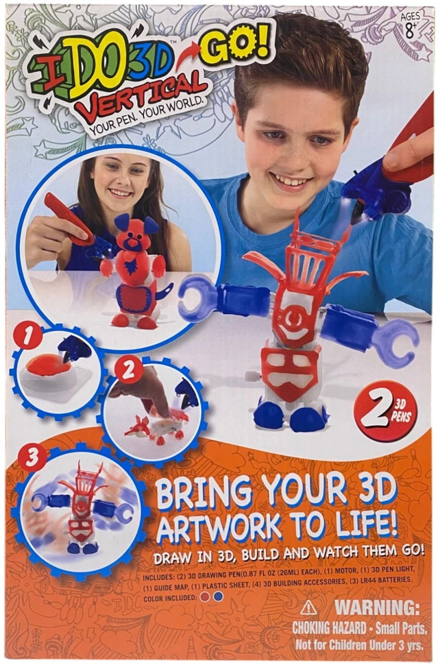„Ido3D“, įkvėpkite savo 3D meno kūriniams gyvybės, 2 spalvą keičiantys vertikalūs rašikliai, piešimo rinkinys, unisex, 8+ metų