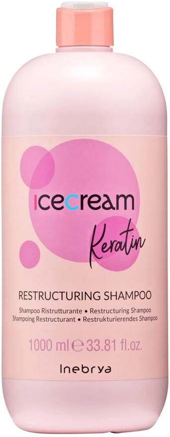 Inebrya Ice Kreminis Keratin Šampūnas atkuriamasis šampūnas plaukams su keratinu, 1000 ml
