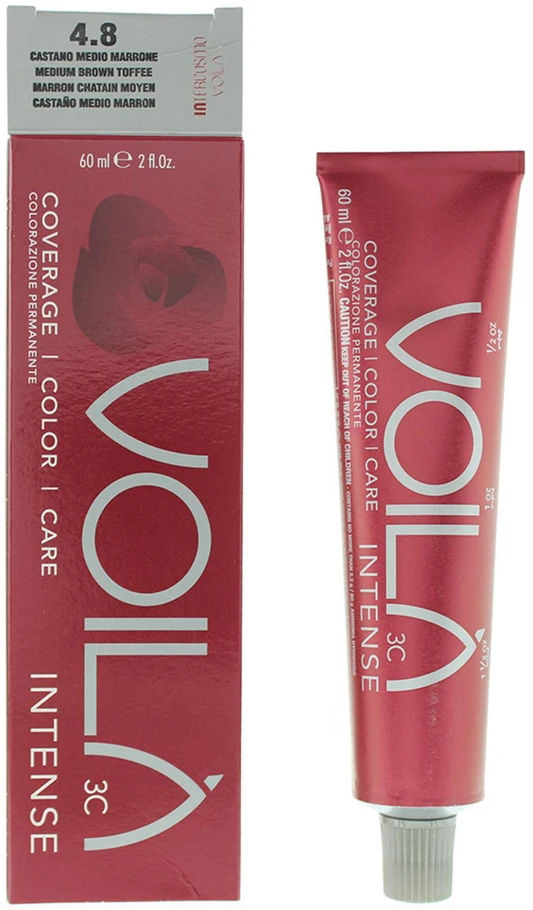 Intercosmo Voilà 3C Intense Aqua ilgalaikiai plaukų dažai, 4.8 Vidutinio rudumo iriso, 60 ml