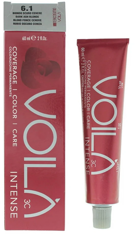Intercosmo Voilà 3C Intense maitininantis Permanent Hair Dye 6.1 Dark Ash Skirtas šviesiems plaukams, 60 ml